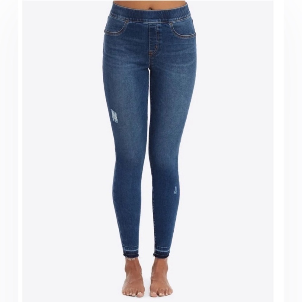 Spanx Distressed Denim‎ Medium Wash Legging Size Medium Women